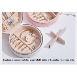 Pink Color Small Travel Luxury Jewelry Organizer Case Box Premium PU Leather Exterior and Velvet Interior Jewelry Purse for Rings Earrings Necklaces Jewelry Gift Box for Women for Gilrs for Kids