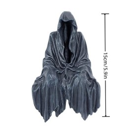 Death Statue Mysterious Black Dress Gothic Cloak Sculpture Figurine Ornament Darkness Style Resin Craft Behind Scenes Creative Decoration For Home Offiice Desktop Cabinets