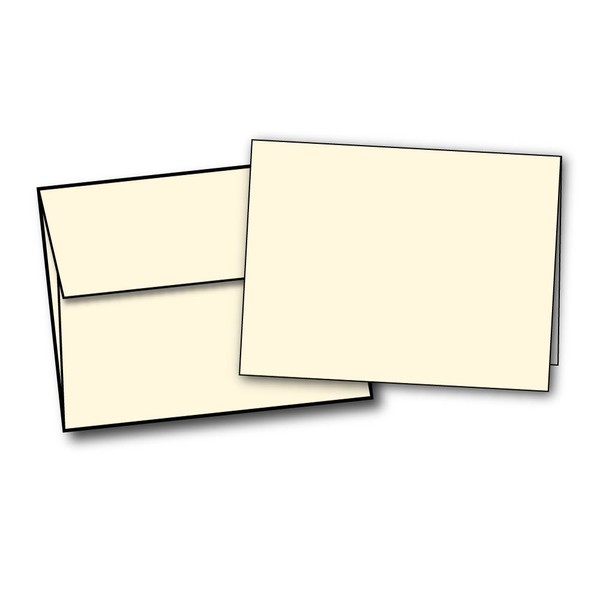 4 1/4" x 5 1/2" Heavyweight Blank Cream/Natural Greeting Card Sets - 100 Cards & Envelopes
