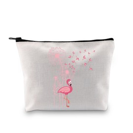 PLITI Flamingo-Geschenke für Frauen, Flamingo-Liebhaber, Geschenk, Blume, Löwenzahn, exotisches Tier, tropischer Vogel, rosa Flamingo, Make-up-Tasche, Pusteblume Flamingo Bagu, modisch