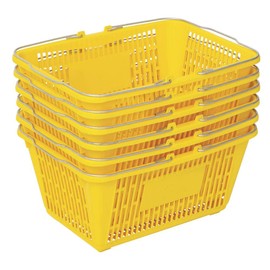 Shopping Basket (Set of 6) Durable Yellow Plastic with Metal Handles