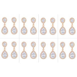 I Can't Say"I Do" Without You | 1 4 6 8 Sets Bridesmaid Jewelry Sets for Women Gold Plated or Rose Gold Plated Teardrop Dangle Earring for Wedding Gifts (EIGHT PAIRS GOLD)