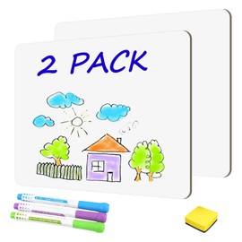 White Board Dry Erase Boards Classroom Pack Mini White Boards 9" x12” Double Sided Personal Whiteboards for Students Teachers School Supplies Lapboards (Set of 2 Boards & Erasers)