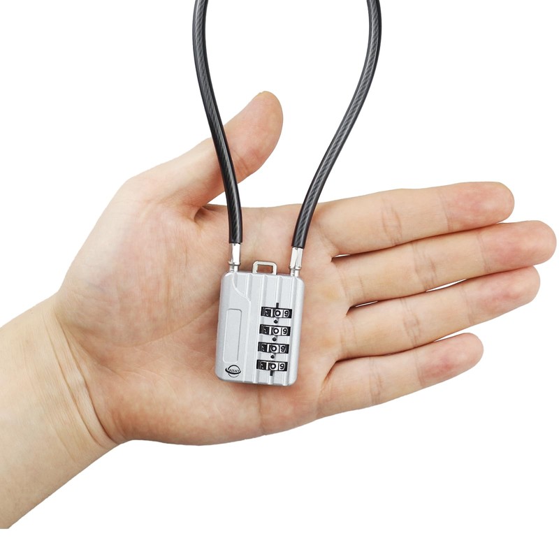 SISAV 30CM/12in Long Cable Locks Cable 4-Digit Combination Lock Re-settable