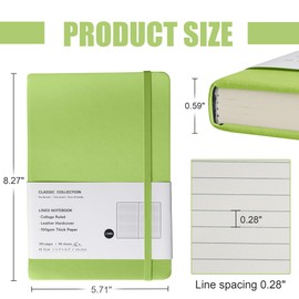 EMOMAS Lined Journal Notebook, (Grass Green), 160 Pages, Medium 5.7 inches x 8 inches - 100 gsm Thick Paper, Hardcover
