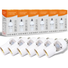 Vanance® 6 Porta Lámpara Sensor De Movimiento 360° Grados Infrarrojo E27 Socket Para Foco Portalámpara Con Sensor Interruptor De Retardo De Luz De Inducción Ajustable En El Edificio 110-240v Blanco