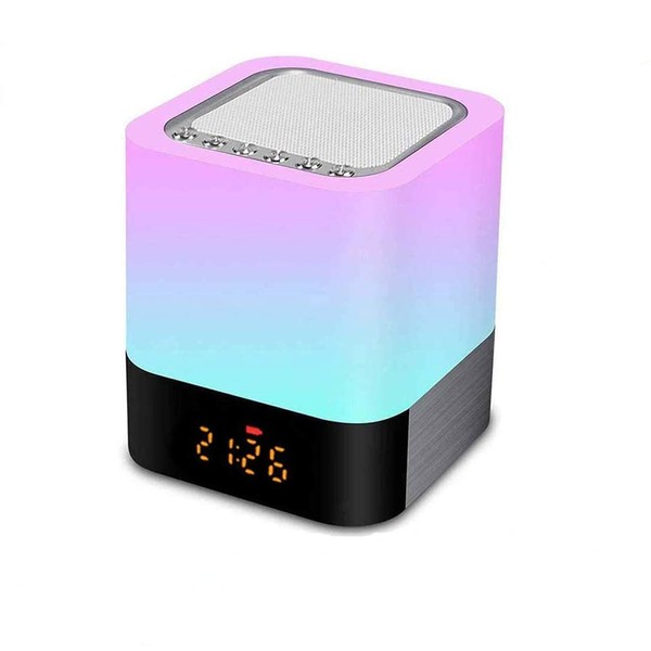 ALLOMN Bedside Lamp with Bluetooth Speaker, Colour Changing Touch Lamp,