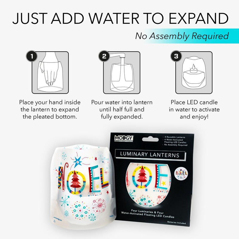 MODGY Luminary Lanterns, Christmas Candle Holders with Flameless Floating LED