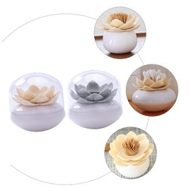 Zerodeko 2pcs Creative Lotus Shape Toothpick Holder and Cotton Swab Storage Organizer Elegant Bathroom and Vanity Decor and Lid for Cotton and Swabs
