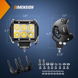 Nilight 4 Inch LED Light Pods Yellow Spot Beam Driving Fog Lights 2PCS 18W Off Road Lights Work Light Bar for Truck ATV UTV RV Pick-up Van Boat Tractor