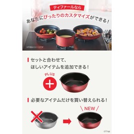 Tefal L38383 Multi-Pan, Removable Handle, 8.7 inches (22 cm), Compatible with Gas Fire, Ingenio Neo IH Rouge Unlimited Multi Pan, Non-Stick