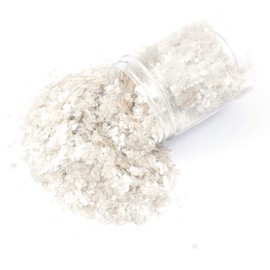Shiny Stone Crushed Magical Natural Mica Flakes Flitter for Resin Painting Arts and Crafts,Nail Art,DIY Decoration Leaf Multi-Use 2-4mm(6-10 mesh) (Snow White)