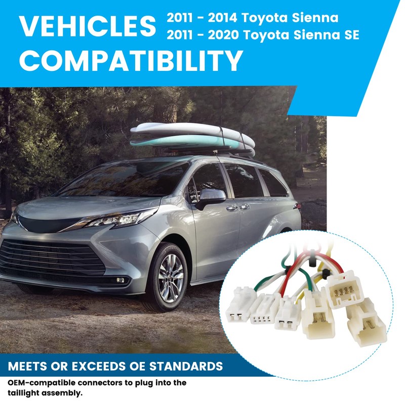 MECMO Arnés de cableado plano de 4 vías para Toyota