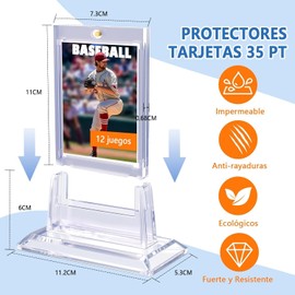 WADY PortaTarjetas Magnéticas de 35 pt con Bases Acrílicas, Paquete 12 Protectores para Tarjetas BéisWADY Béisbol, MTG, Juegos y Deportivas - Ideal Intercambio Colección.bol, Colección.