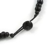 Avalaya Black Button and Round Wood Bead Wire Necklace/ 46cm
