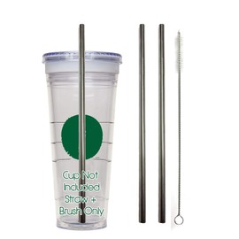 Venti Travel Mug Replacement Straws 2qty - Stainless Steel For Hot & Cold To-Go Drink Cups