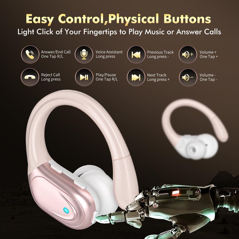 Rose Gold Bluetooth Wireless Earbuds, 2025 Latest Bluetooth Earphones, Bluetooth