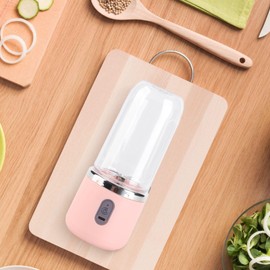 300Ml Juicer Portable 6 Blades Rechargeable Small Household Cup Students Automatic Multifunctional Juicing Cup for Fruit Vege Coffee (6 Blades, Lid)