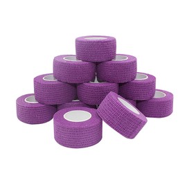 Vet Wrap 1 inch x 12 Pack Purple Cohesive Bandage Fabric Self Sticking Wrap Waterproof Bandage Self Adhesive Tape