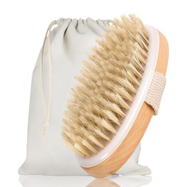 Dry Brush Bath Brush, Body Brush, Massage Brush for Exfoliation, Ideal for Removing Dead Skin, Improves Lymphatic Function, Bath Accessories for Dry Brushing, Brown