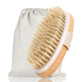 Dry Brush Bath Brush, Body Brush, Massage Brush for Exfoliation, Ideal for Removing Dead Skin, Improves Lymphatic Function, Bath Accessories for Dry Brushing, Brown