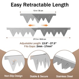 2 PCS Stove Gap Covers, Stainless Steel Stove Gap Filler-Silver