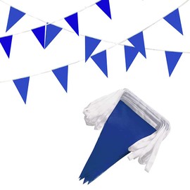 DOJoykey Bunting, 20 m fixed blue pennant banner, 40 pieces, large flags, reusable waterproof bunting for home, garden, outdoor, birthday, wedding party decoration