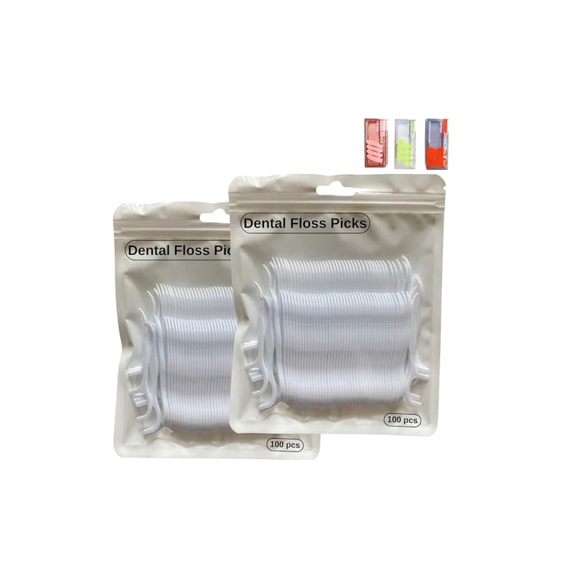 200PCS Dental Floss Picks - Compatible with 3-Piece Mega Family