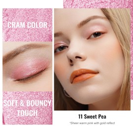 Oulac Pink Cream Eyeshadow also for Highlighter Large Capacity Highly Pigmented Eye Shadow Waterproof &Long Lasting with Moisturizing Formula 11