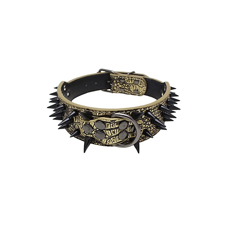 Bbmmayy Leather Dog Collar, Spiked Studded Dog Collar for Medium