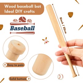 Marsui 12 Pack Mini Baseball Bat 8 Inch Unfinished Small Wooden Bats Unpainted Wood Baseball Bats for Painting Keychain Action Figures DIY Craft Projects Ball Sports Party Favors