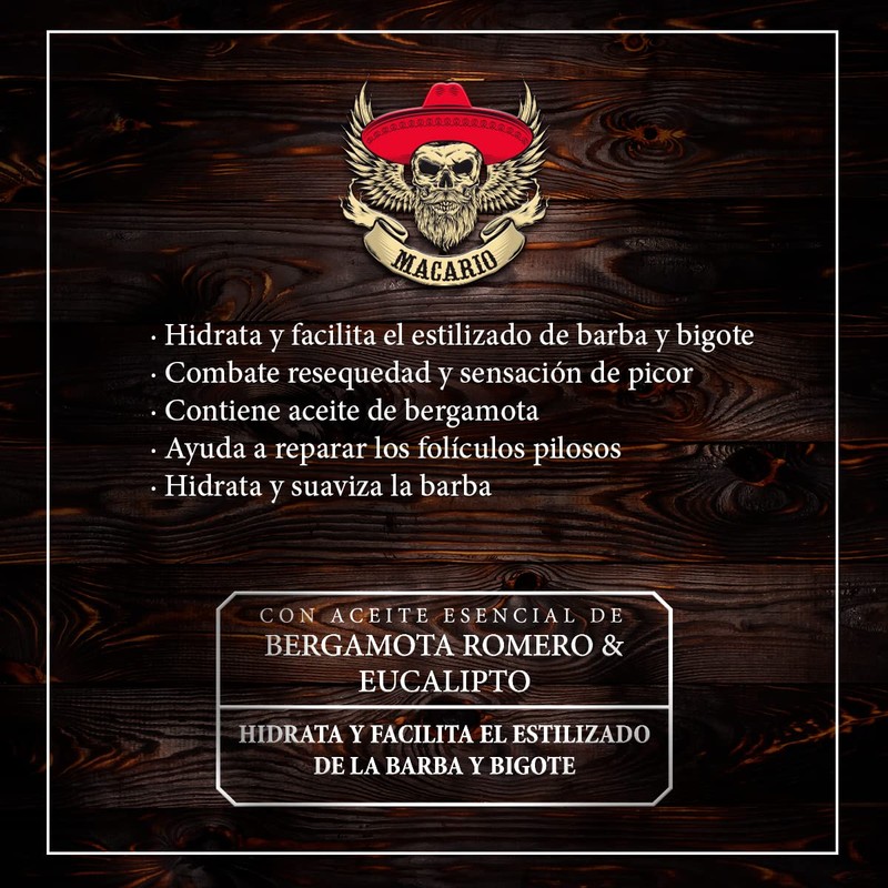 ACEITE PARA BARBA Y BIGOTE DE BERGAMOTA, EUCALIPTO Y ROMERO