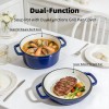 5Qt Enameled Blue Cast Iron With Double Handle Pot Lid