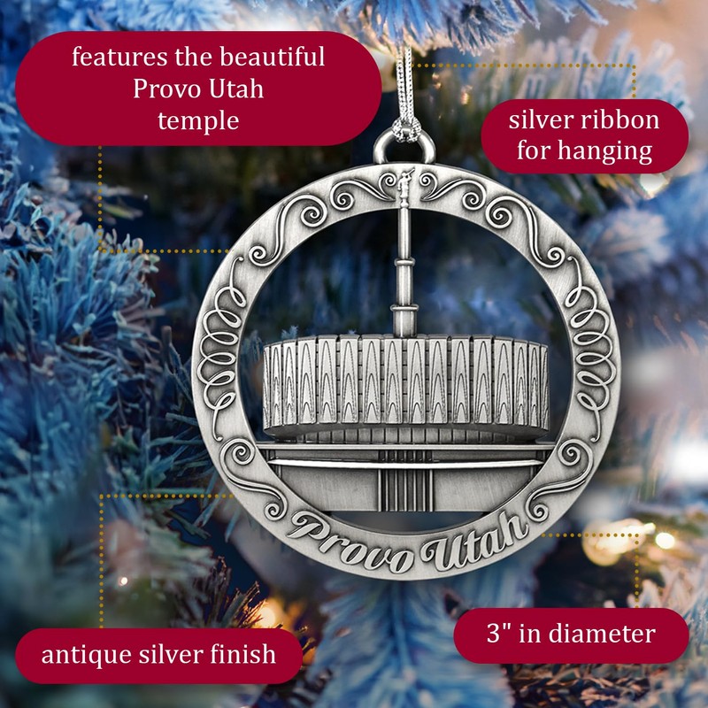 LDS Temple Ornament by Ringmasters | Antique Silver-Finish Hanging Ornament