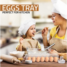 Utopia Home Egg Container With Lid and Handle for Refrigerator - Pack of 3 - Clear Stackable Egg Holder for Kitchen Storage and organization