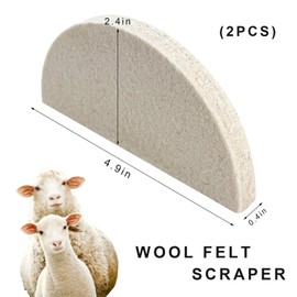 MUQIDA 2PCS Wool Felt Squeegee Window Tint Tools, Soft Scratch Free Woolen Squeegee for Car Vinyl Wrap, Half Moon Squeegees Felt Pad for Auto Mirror Glass Window Film Installation