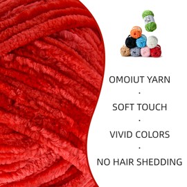3 Pack Plush Chenille Chunky Yarn - Fluffy Velvet Yarn Crochet for Blanket Knitting and Crocheting - Soft Baby Yarns for Crocheting - Amigurumi Crochet Yarns 100g (87yds) (3 Red)