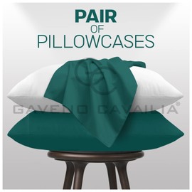 GC GAVENO CAVAILIA | Housewife Percale Pillow Cases (2 Pack) - Super Soft Cozy Plain Dyed Pillowcases - Non Iron Polycotton Percale Bedding Pillow Case | Deep Teal