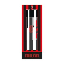 Seven A.C. Milan Football Pen Kit - 3 Gel Pens - Blue, Red and Black Ink - Gift Box - Elementary School Accessories, School Pens, multi-coloured, 1 unità (Confezione da 1), Japanese