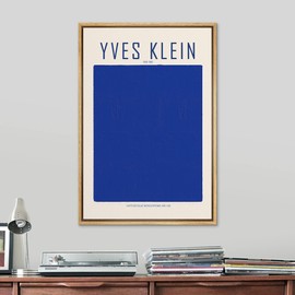 SIGNLEADER Framed Canvas Print Wall Art Yves Klein Blue Monochrome Block Abstract Shapes Illustrations Fine Art Contemporary Relax/Calm Colorful for Living Room, Bedroom, Office - 24"x36" Natural