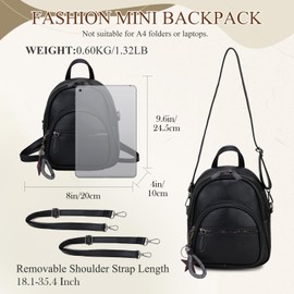 VX VONXURY Mini Backpack Purse,Small Convertible Backpack for Women Ladies with Detachable Straps