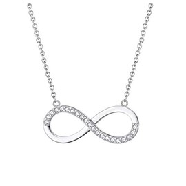 S925 Sterling Silver Infinity Love Friendship Symbol Woman Rhodium Plated Pendant Necklace Honest Mantra SN192
