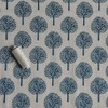 Navy Blue Tree Print on Natural Beige Cotton & Linen