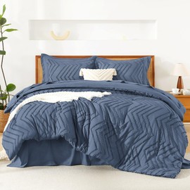 Litanika Oversized King Size Comforter Set with Sheets Ocean Blue - 7 Pieces Bed in a Bag Oversized King Boho Tufted Complete Bedding Sets with Comforter, Sheets, Pillowcases & Shams