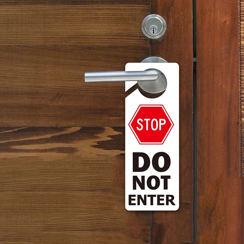 Funny Stop Do Not Enter Door Hanger Sign, 2 Pack(Double