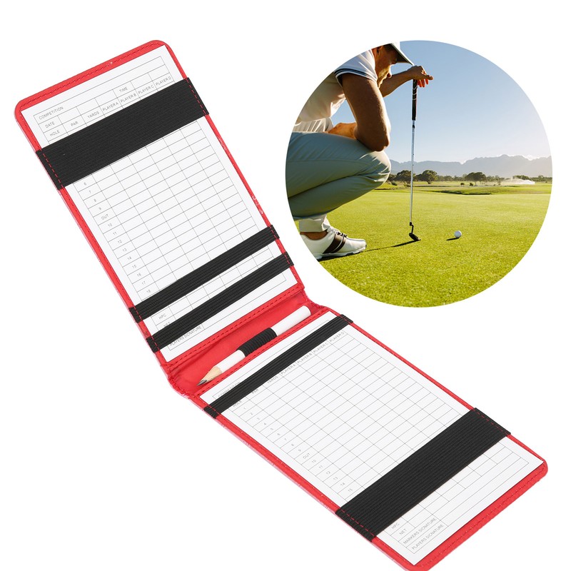 Golf Scorecard Holder PU Leather Scoring Book Golf Score Card