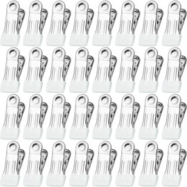 Clothes Pins for Hanging Clothes, 32 Pack White Stainless Steel Clothespins for Laundry, Heavy Duty Clothing Pins for Clothes Line, Metal Clips for Clothes, Socks, Towel, Snack, Photo