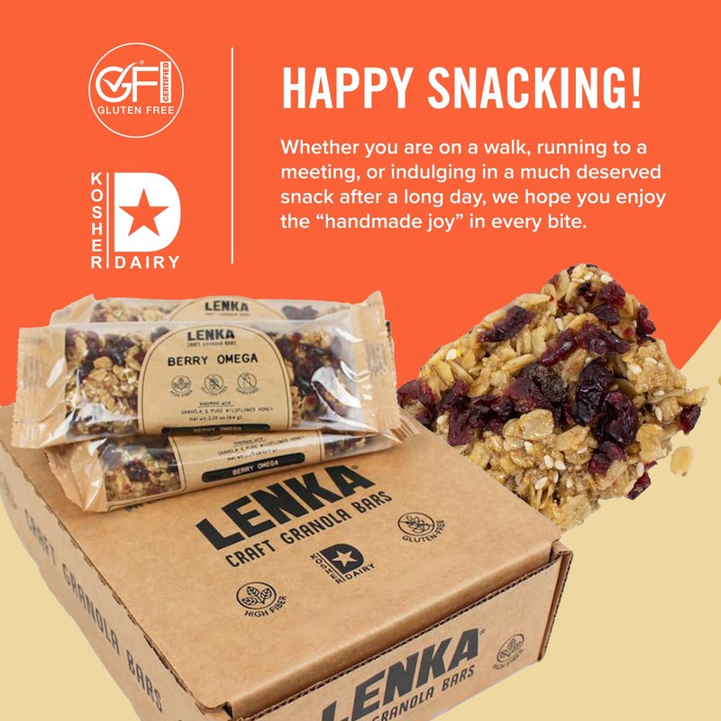 Lenka Bars - Berry Omega Snack Bars, Gluten Free, High