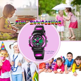 cofuo Kids Learning Watch Boys Girls, Purple Digital Sports Waterproof Electronic Alarm Stopwatch Multi Function Watches for Birthday Presents Gifts Age 3+Yrs