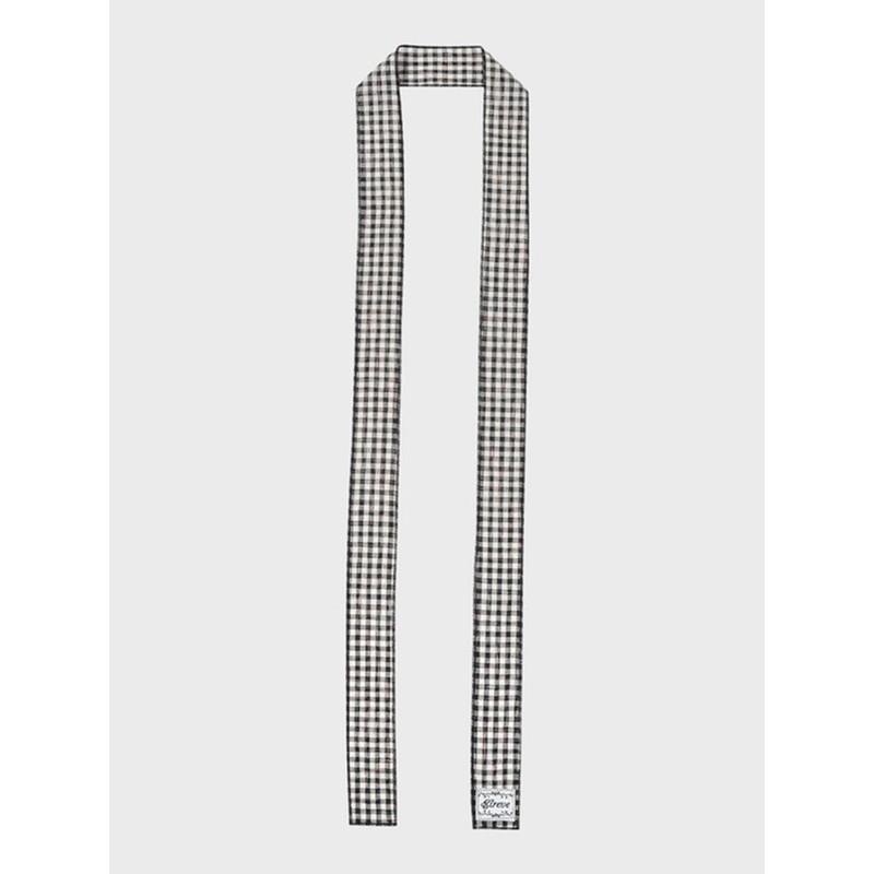 Aireve Gingham Check Long Scarf (Black)